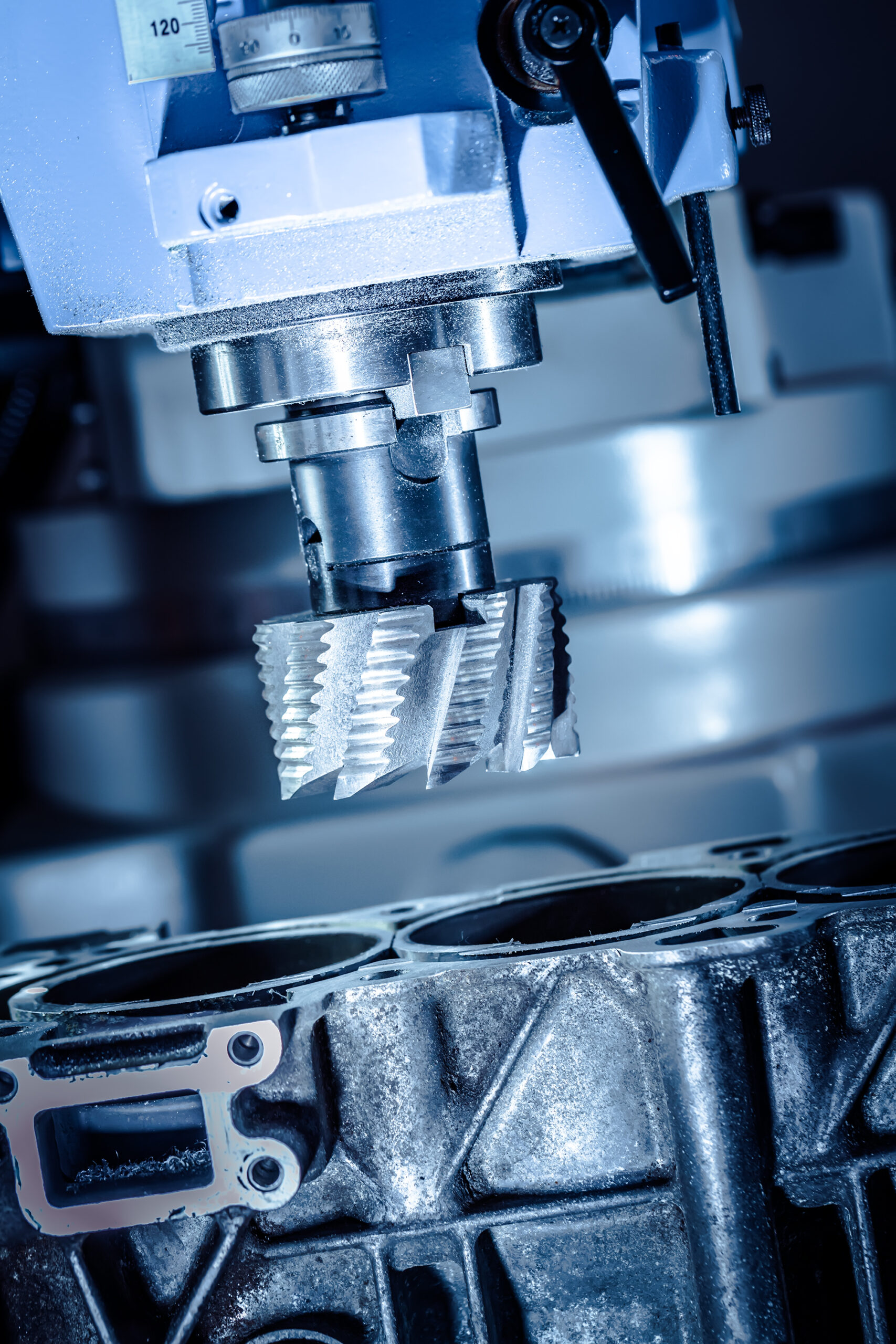 Industrial CNC machining process producing precision metal components